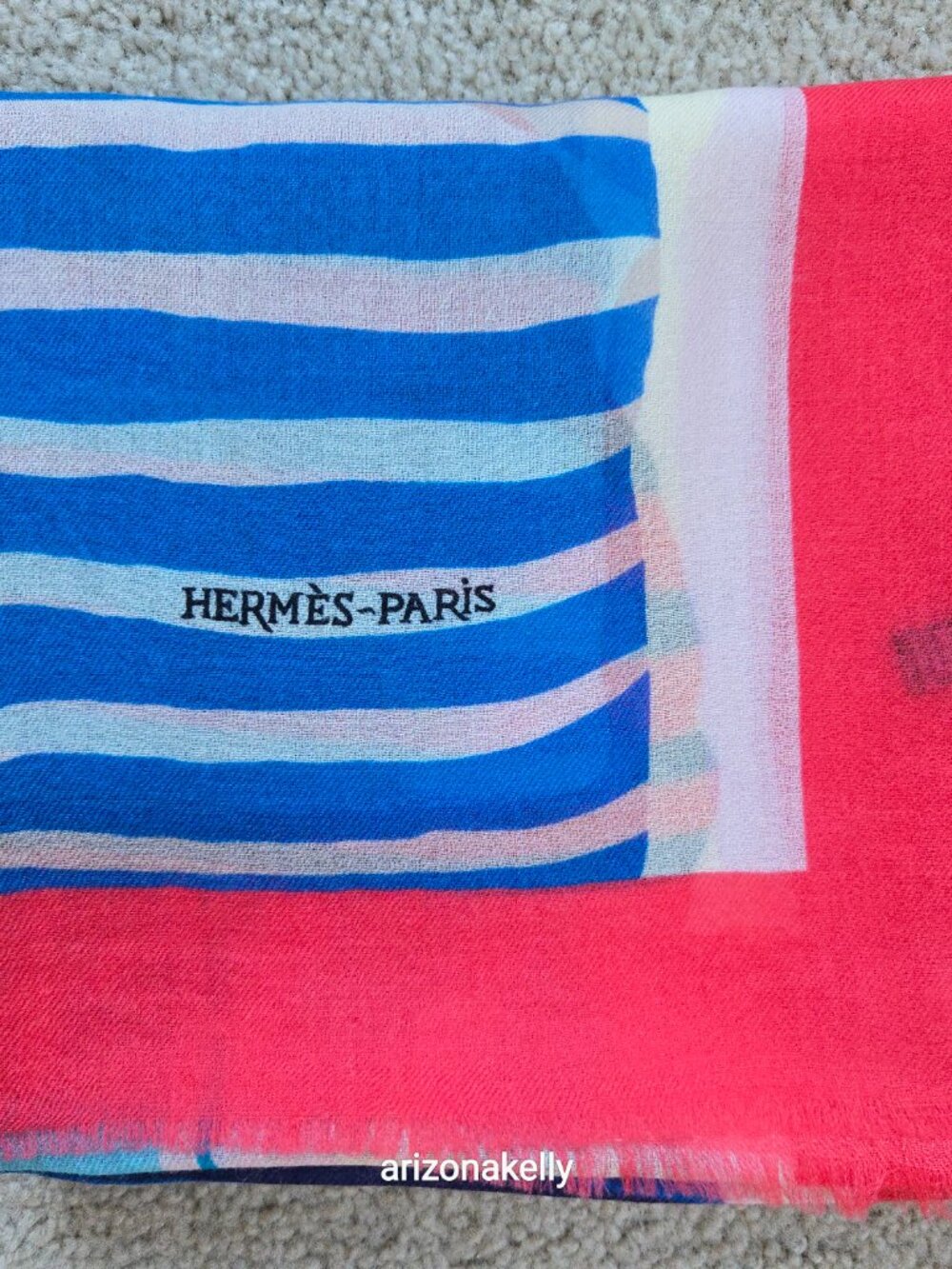 NWOT Hermès *WOOL* Charmes des Plages Normandes Beach Cabanas Scarf Stole - Picture 10 of 16